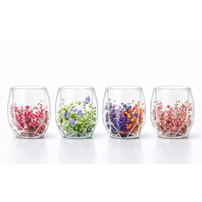 Çift Camlı Çiçekli Bardak Alk4471