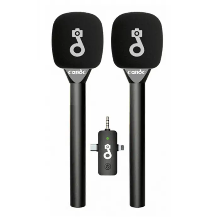 Çift Mikrofonlu Profosyonel Kablosuz Yüksek Kaliteli Ses Kaydı Röportaj Mikrofonu