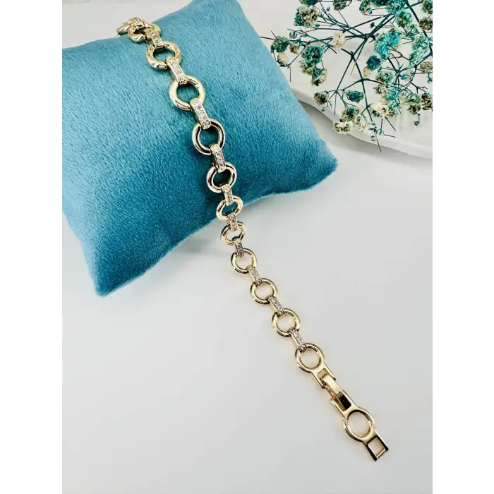    Zirkon Taşlı Pirinç Zirkon Bileklikler 18+2 Cm  - Kbl0259