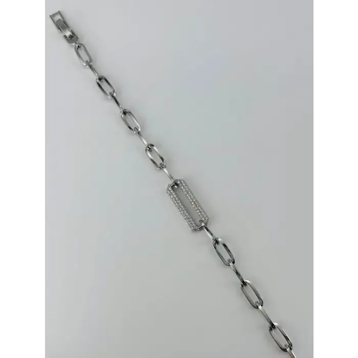 Rodyum Zirkon Taşlı Pirinç Bileklikler 17+2 Cm  - Kbl0372