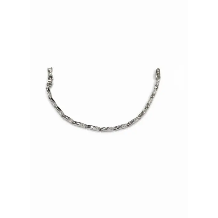 Rodyum Zirkon Taşlı Pirinç Cm Bileklik 17+2 Cm  - Kbl0434