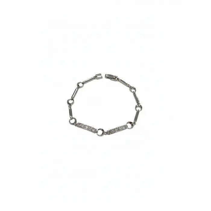 Rodyum Zirkon Taşlı Pirinç Cm Bileklik 17+2 Cm  - Kbl0435