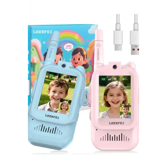 Çocuklar Için Görüntülü Telsiz Konuşma Özellıklı El Telsizi Şarj Edılebılır 50 Mt Menzil Wifi Gerektirmez