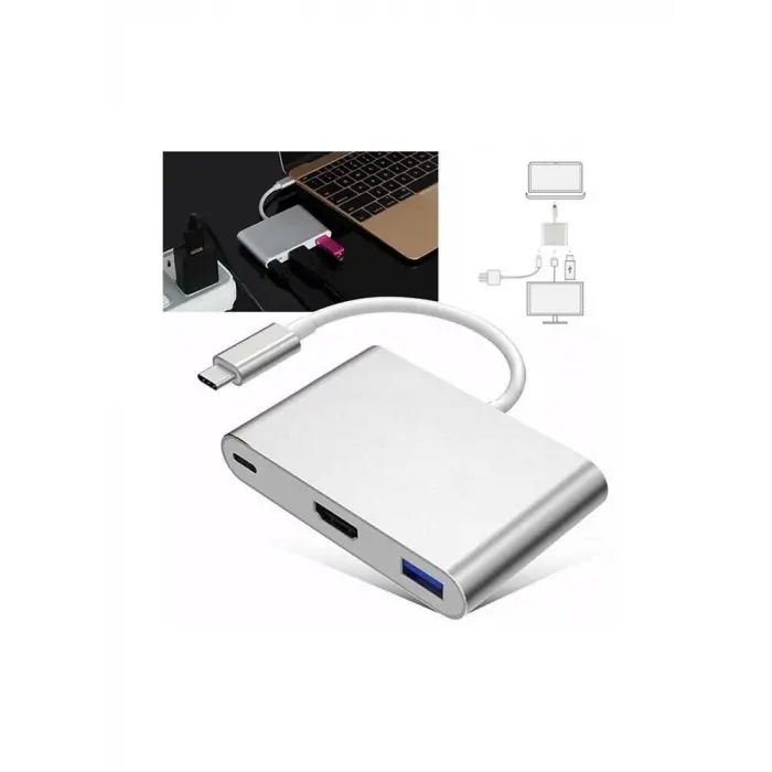 Codegen CDG-CNV39 USB 3.1 Type-C - USB 3.0+ HDMI+ USB 3.1 Type-C Çoklayıcı Adaptör (KDO)