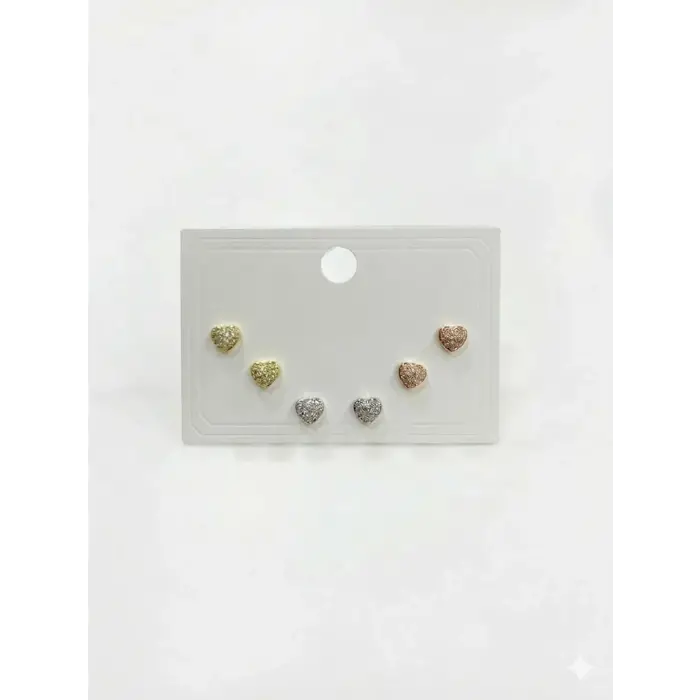 Çok Renkli Minik Kalpler Altılı Küpe - Kp00668