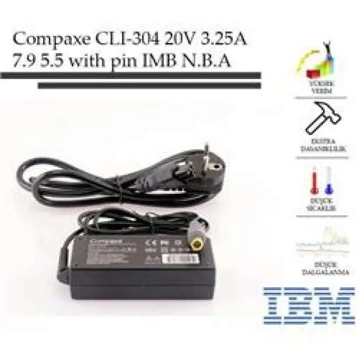 Compaxe CLI-304 Ibm- 20v-3.25a 7.9-5.5-With Pin Notebook Adaptör (KDO)