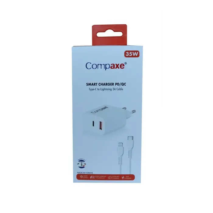 Compaxe CTA-350TI 35W 5V 3A PD-QC+ Type-C To Lightning Şarj Kablosu (KDO)