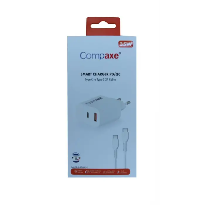 Compaxe CTA-350TT  35W 5V 3A PD-QC+ Type-C To Type-C  Şarj Kablosu (KDO)