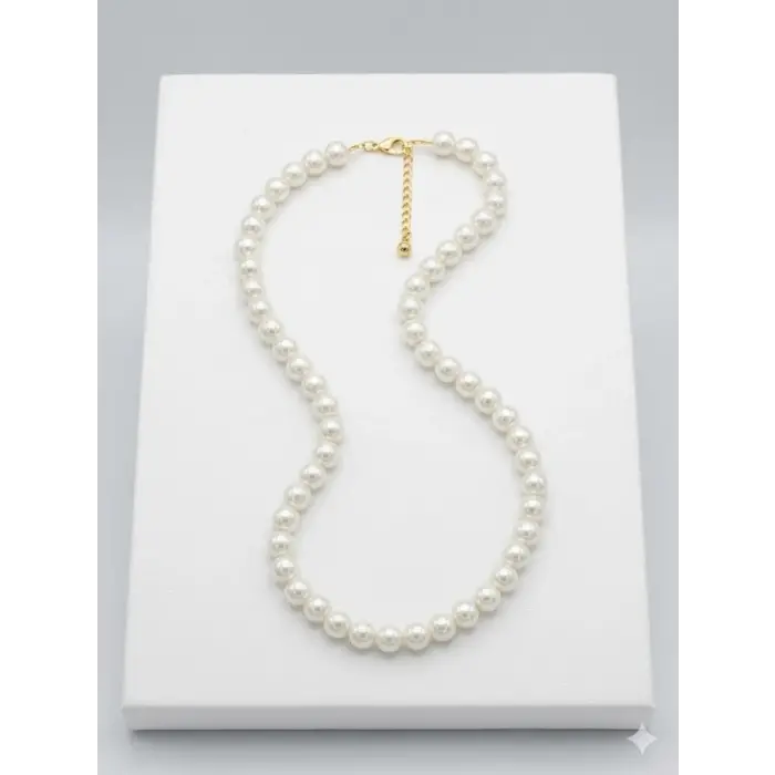 Beyaz Kültür İncisi Kolyeler 40+5 Cm  - Kl0299