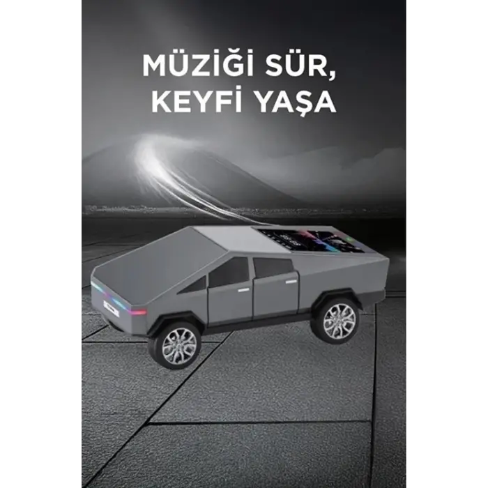 D68 Cyber Model Araba Tasarımlı Bluetooth Hoparlör 15w Güçlü Ses Rgb Led /tws/usb Gri