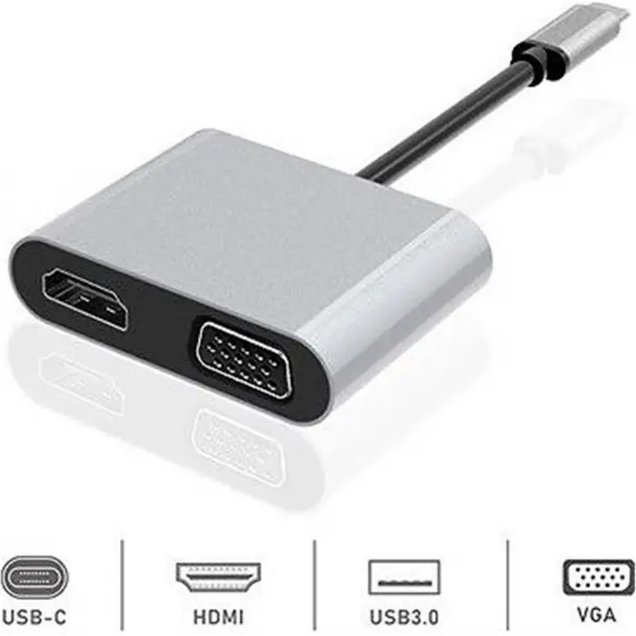 Dexim Dhu0004 Premium 4 in 1 USB-Typ-c HDMI VGA Hub for iPad Pro, Macbook, PC, Laptop (KDO)