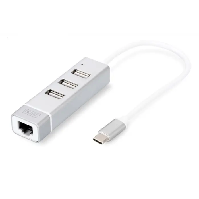 Digitus DA-70253 USB Type-C™ 3-Port Hub + Fast Ethernet LAN Adapter (KDO)