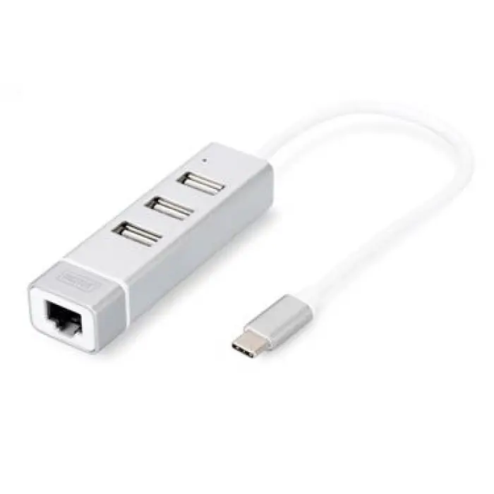 Digitus DA-70253 USB Type-C™ 3-Port Hub + Fast Ethernet LAN Adapter (KDO)