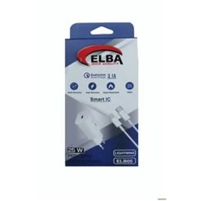 Elba ELB05-PD-25WIOS Beyaz 25W Usb-c Ev Şarj Kafa+1mt Type-c To Lightnıng Kablo PD3.0-QC4.0 Hızlı Ş