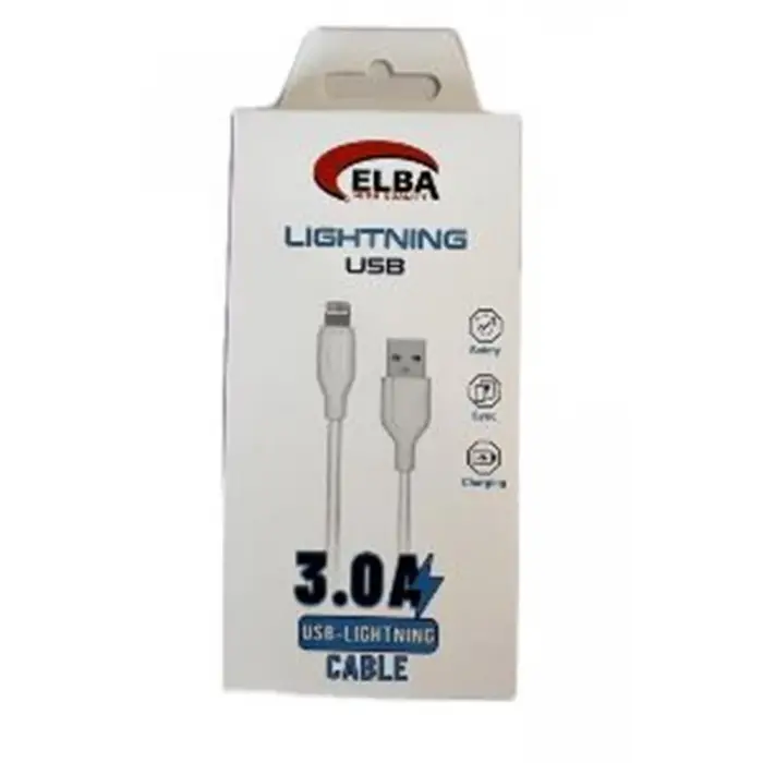 Elba Elb27-IOS 1Mt  iPhone Lightning 3A Hızlı Şarj Hasırlı Şarj Kablosu Beyaz