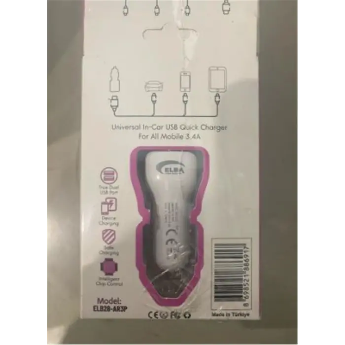 Elba ELB28-AR3P ELBA 3.4A  2USB ARAÇ BAŞLIK (KDO)