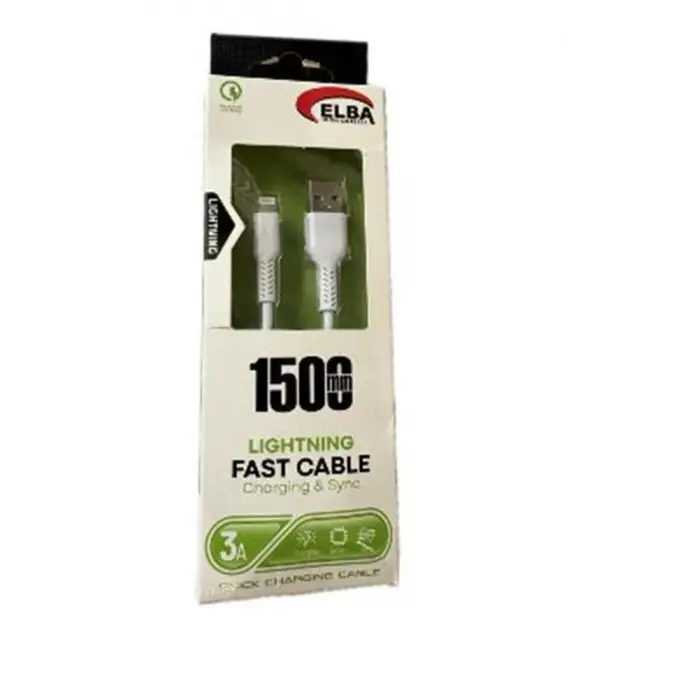 Elba Elb38-L1 1,5Mt  iPhone Lightning Beyaz 3A Hızlı Şarj Kablosu