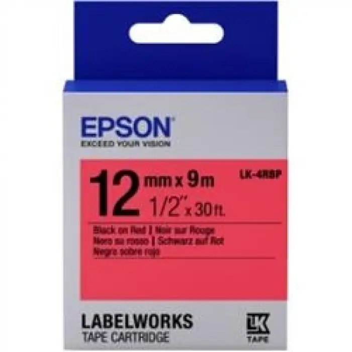 Epson LK-4RBP Pastel Kırmızı Üzeri Siyah 12MM 9Metre