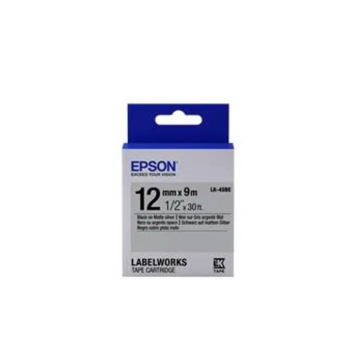 Epson LK-4SBE Gümüş Üzeri Siyah 12mm 9Metre Etiket