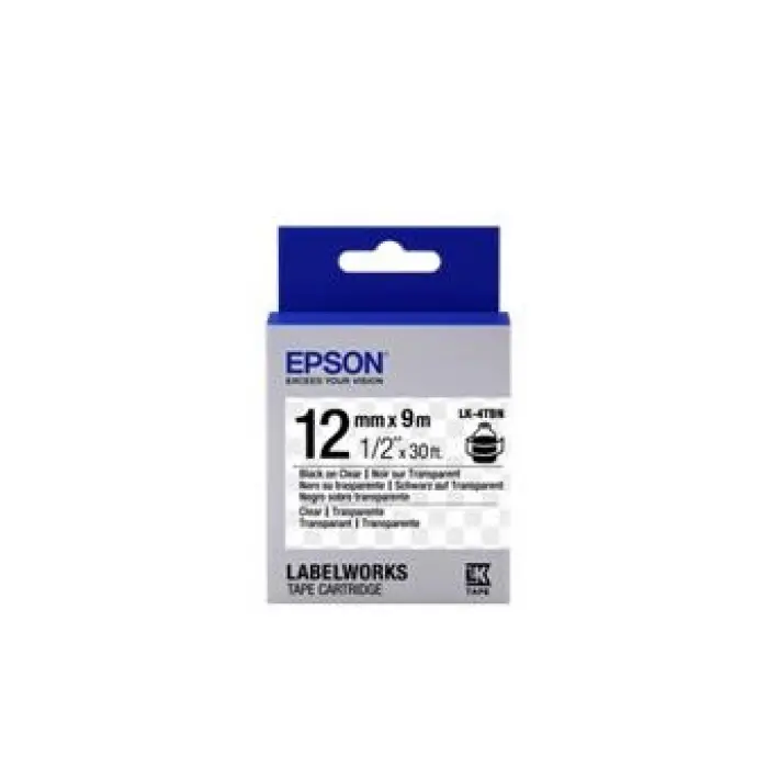 Epson LK-4TBN Şeffaf Üzeri Siyah 12mm 9Metre Etiket