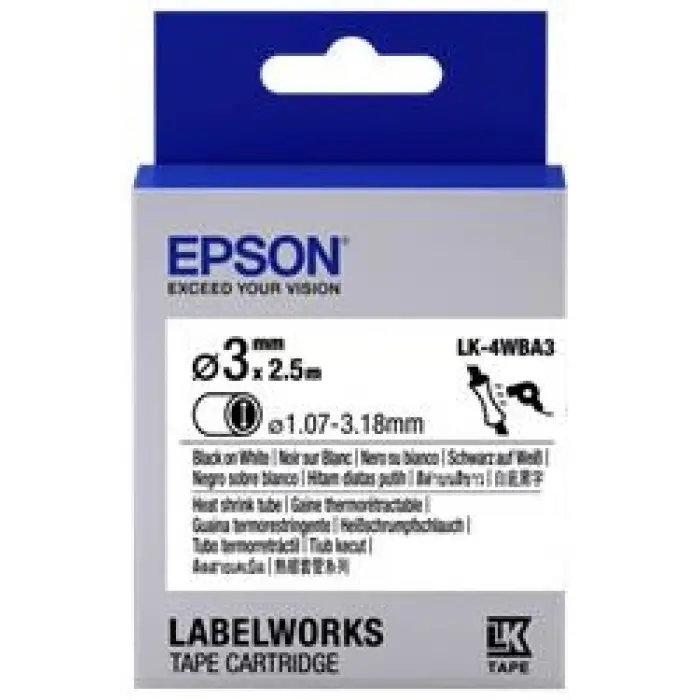 Epson LK-4YBA3 Sarı Üzeri Siyah Makaron (1,07-3,18 mm çap) 2,5Metre