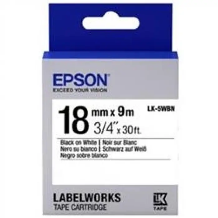Epson LK-5WBN Standart Beyaz Üzeri Siyah 18mm 9Metre Etiket