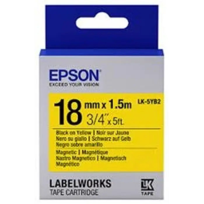 Epson LK-5YB2 Mıknatıslı Sarı Üzeri Siyah 18mm 9Metre Etiket
