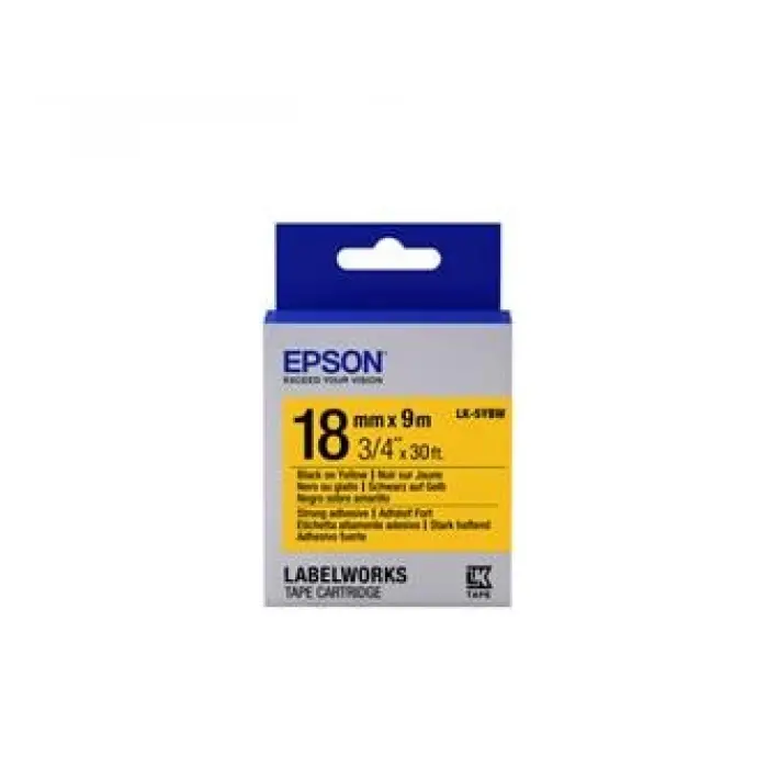 Epson LK-5YBW Güçlü Yapışkanlı Sarı Üzeri Siyah 18mm 9Metre Etiket