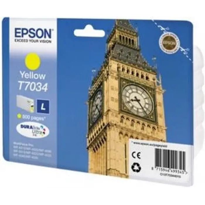Epson T7034 Yellow Sarı 800 Sayfa Mürekkep Kartuş T70344010