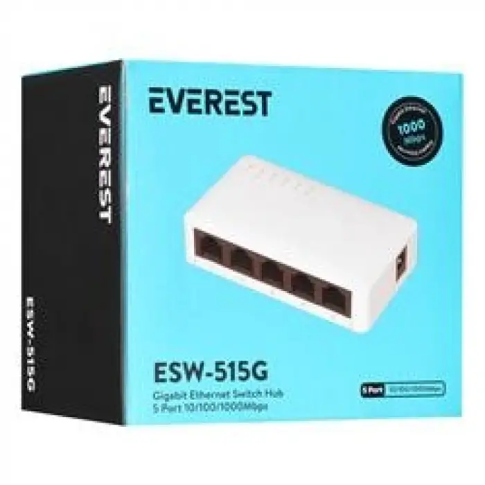 Everest EVERLINK ESW-515G 5 Port 10-100-1000Mbps Gigabit Ethernet Masaüstü Ethernet Switch Hub