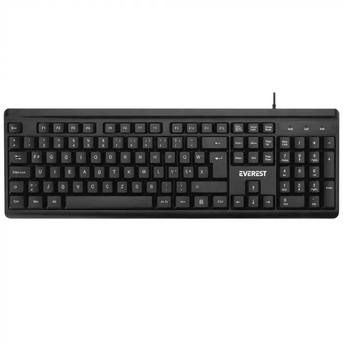 Everest KB-741F Siyah-Gri USB 2 Metre Bakır Kablolu Tamamen Türkçe F Klavye (KDO)