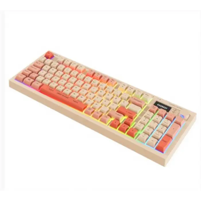 Everest KB-85 SILENT PRO Kablosuz Bej-Pembe-Turuncu SESSİZ RGB Wireless 2.4Ghz  Q Oyuncu Klavyesi