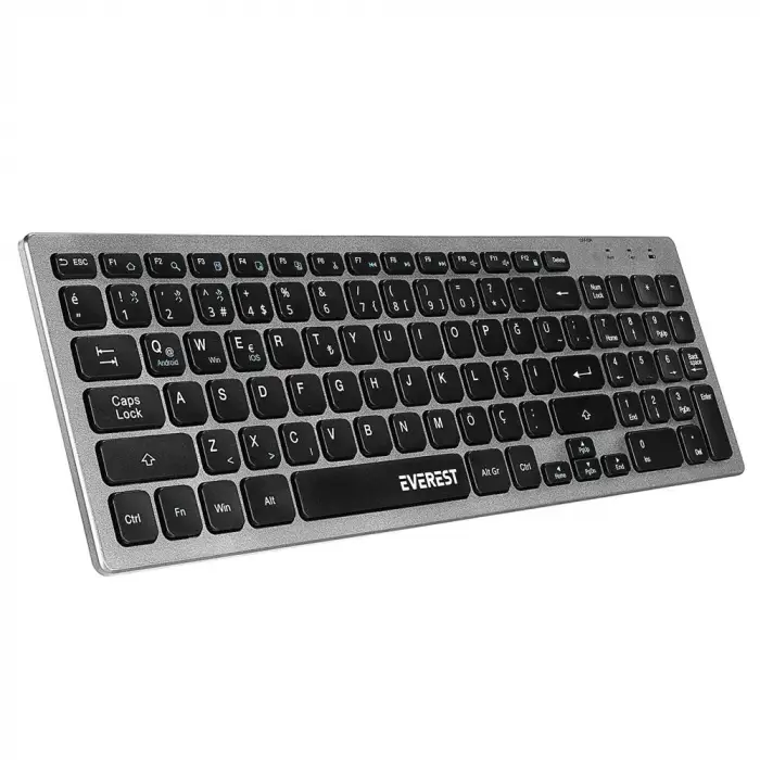 Everest KB-BT88 Siyah-Gri Bluetooth Ultra İnce Q Mac-Win-Android-Ios Uyumlu Kablosuz klavye (KDO)