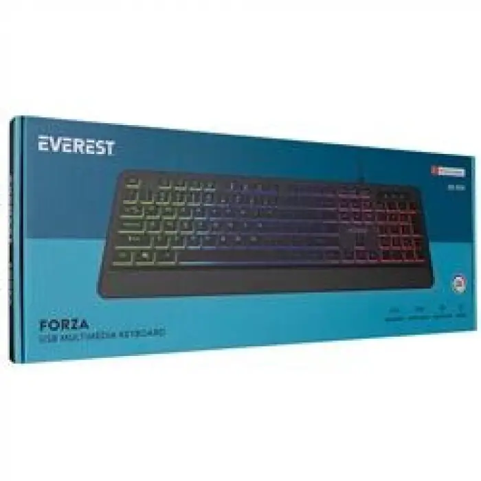 Everest KB-R59 FORZA Siyah Usb Rainbow Backlight klavye (KDO)