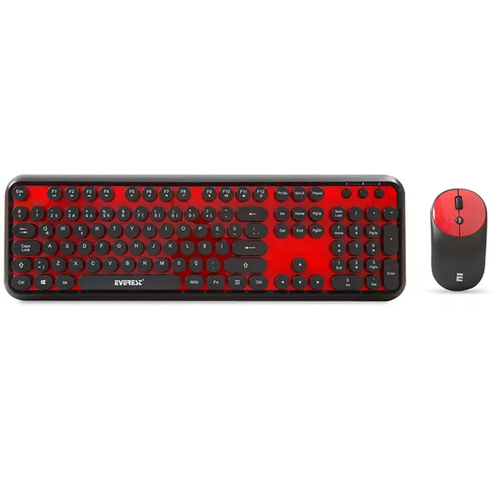 Everest Round KM-6282 Siyah Kırmızı Kablosuz QMultimedia Klavye + Mouse Set (KDO)