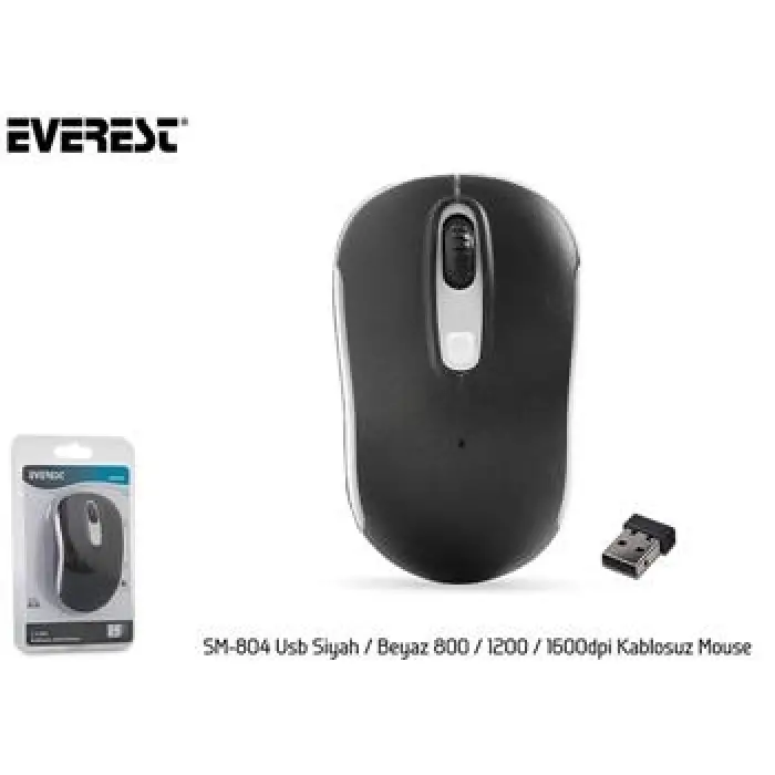 Everest SM-804 Usb Siyah-Beyaz 800-1200-1600dpi Kablosuz Mouse (KDO)