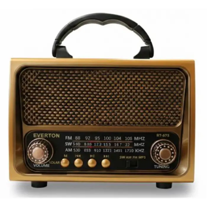 Everton Rt-675  Bluetooth Fm-Usb-Tf-Aux Şarjlı Solar Nostaljik Radyo