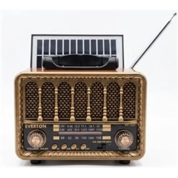 Everton RT-707 Bluetooth-USB-SD-FM Şarjlı  Nostaljik Radyo Solarlı Radyo