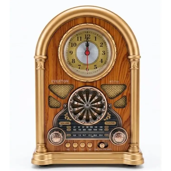 Everton RT-719  Şarjlı, Saat Göstergeli Nostaljik Radyo( Bluetooth-USB-SD-FM)