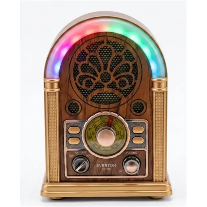 Everton RT-752 Şarjlı, Led Işıklı  Nostaljik Radyo( Bluetooth-USB-SD-FM)