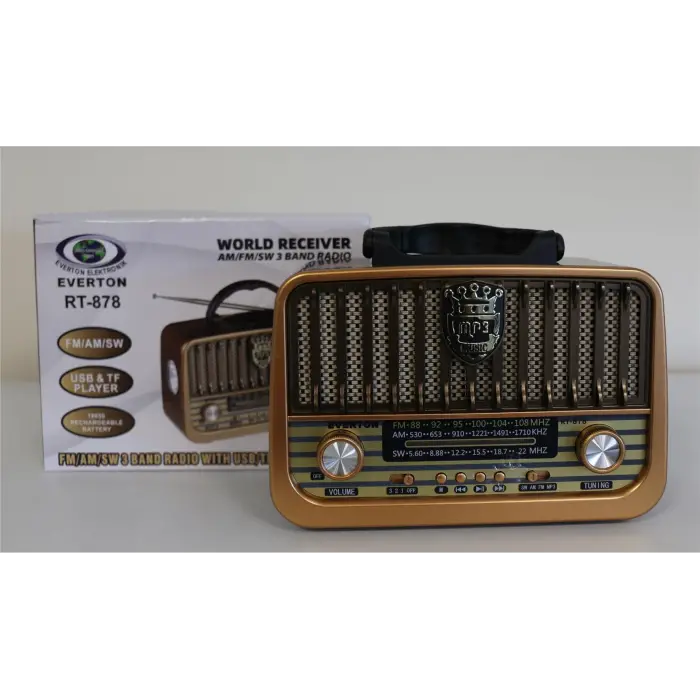 Everton Rt-878 Bluetooth (El Feneri) Fm-Usb-Tf-Aux Şarjlı Nostaljik Radyo