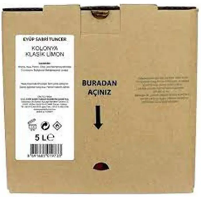 Eyüp Sabri Tuncer 5lt Limon  Kolonyası (5lt Bag IN Box Endüstriyel)