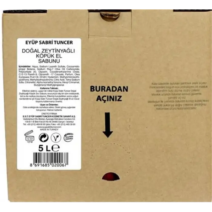 Eyüp Sabri Tuncer Zeytinyağlı Sabun 5lt Bag In Box Endüstriyel