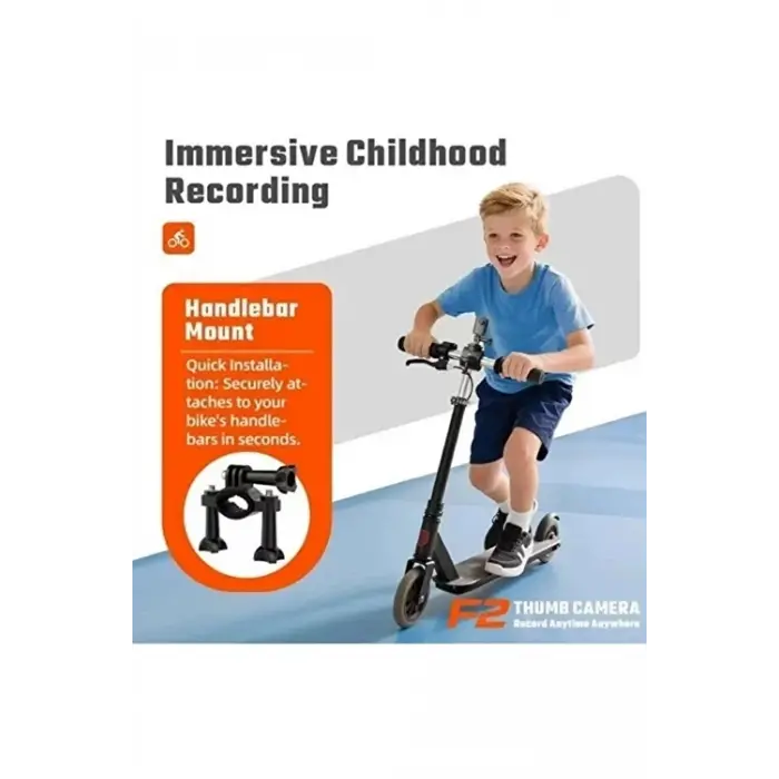 F2 2k 1080p Parmak Kamera 130° Geniş Açı Ips Ekranlı 25g Mini Taşınabilir Cep Kamerası Siyah