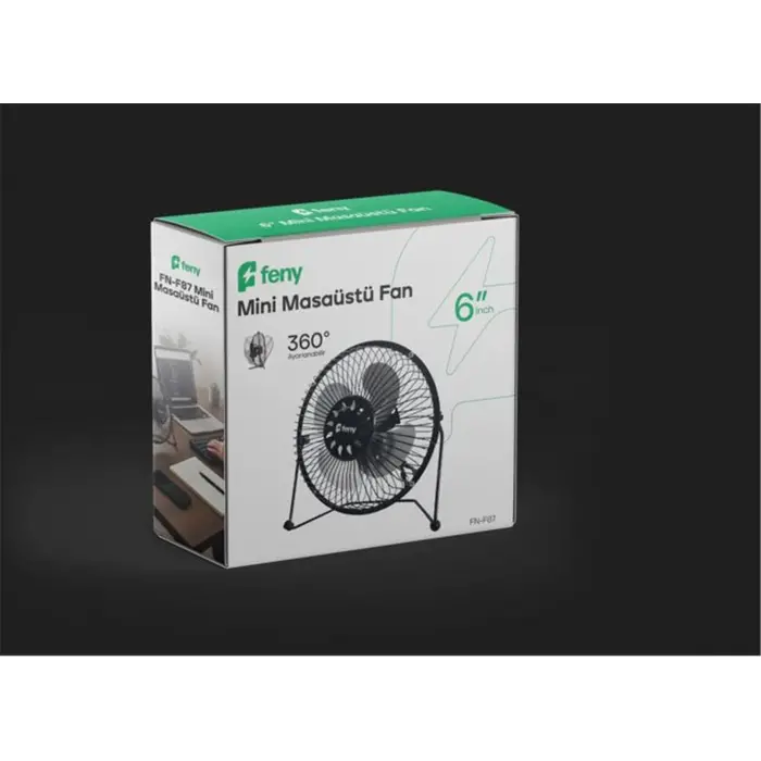 Feny FN-F87 Metal 360 Derece Dönebilen 6 Mini Masaüstü Fan