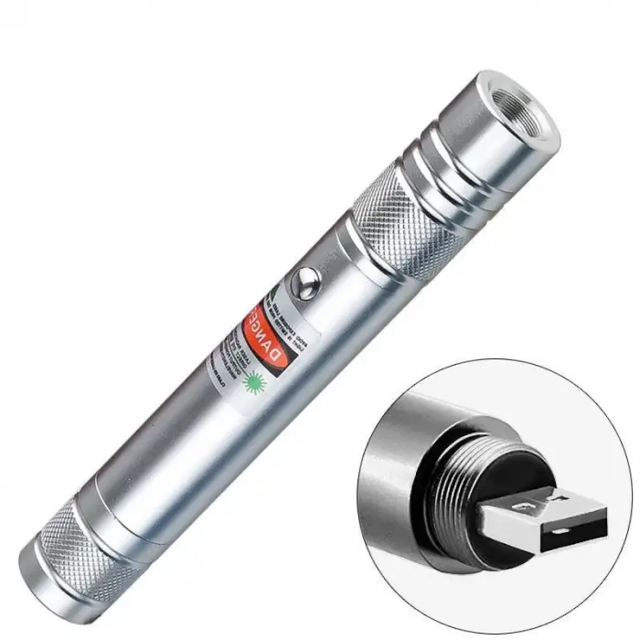 Fithome 100mw Desen Başlıklı Usb Şarjlı Yeşil Lazer Pointer