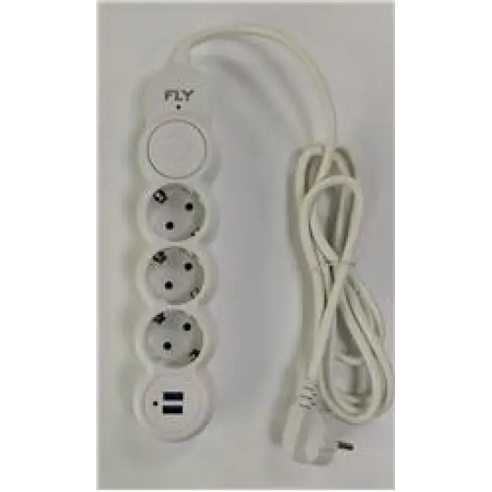 Fly 3393-01 3lü 2mt 2.1A Anahtarlı 2Usb Şarj Çıkışlı Akım Korumalı 2500w