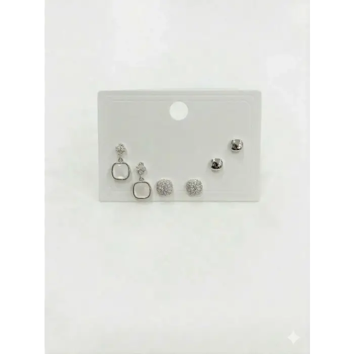 Geometrik Şekil Altılı Küpe - Kp00602