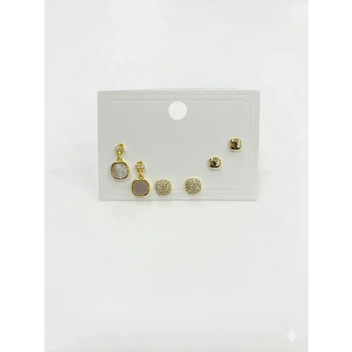 Geometrik Şekil Altılı Küpe - Kp00601