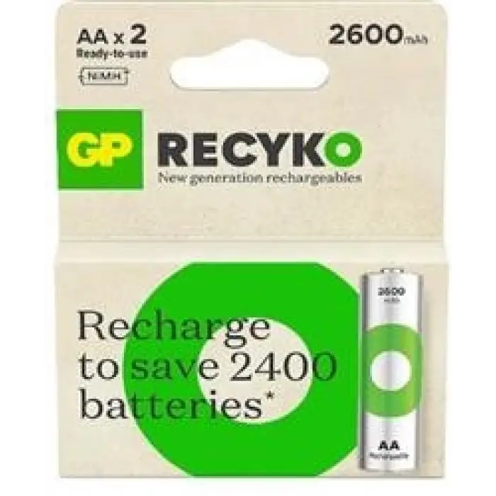 GP AA 2600 mAh Şarjlı Kalem Pil 2li Paket GP270AAHCEMTR-2GB